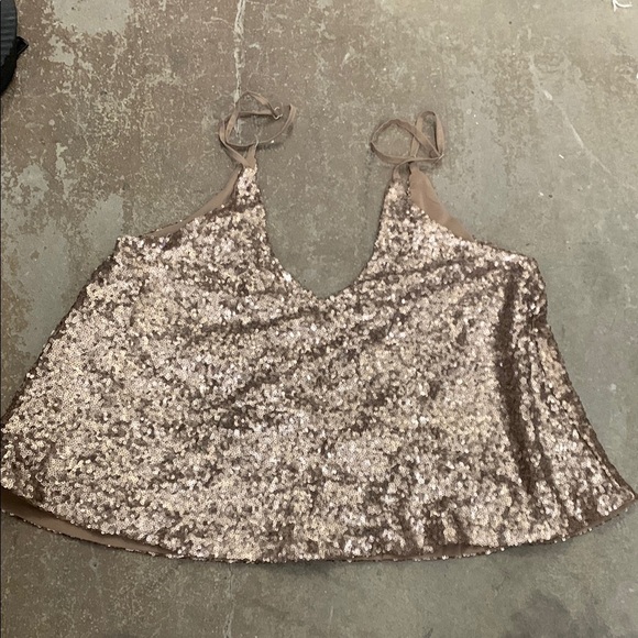 Tobi Tops - Tobi sequin camisole euro summer Ibiza fairy bronze